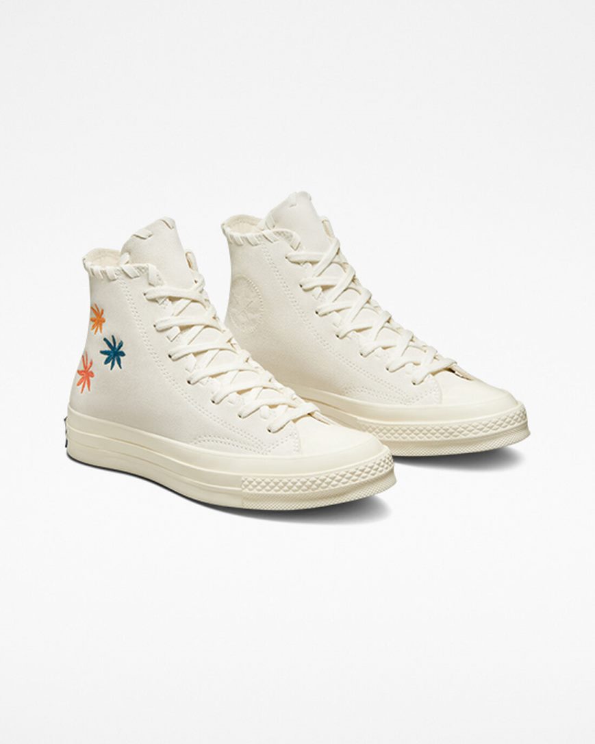 Tenisky Vysoke Converse Chuck 70 Embroidered Florals Damske Béžové Béžové Biele | SK DUZIL5